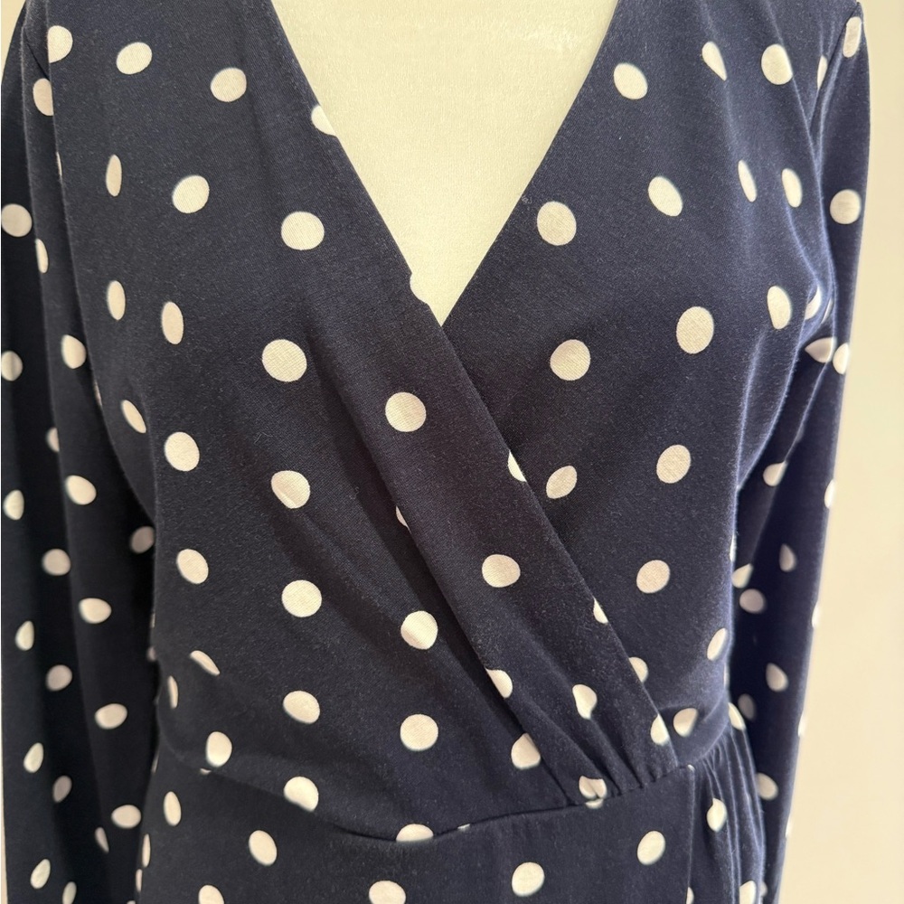 LOFT Navy Polka Dot Faux Wrap dress size 8 - Picture 6 of 9